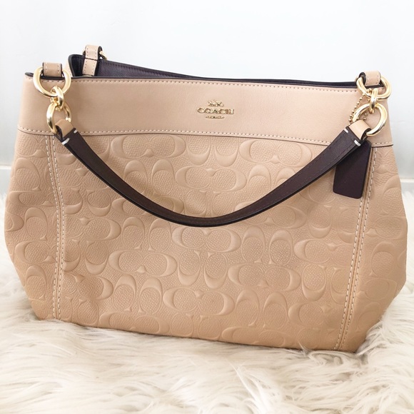 Coach Handbags - Coach Light Tan Embossed Satchel